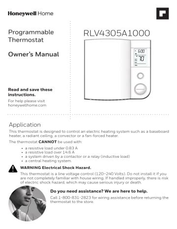 honeywell rlv programmable thermostat owners manual manualzz