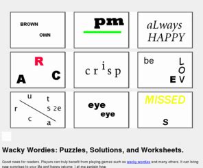 wackyusacom wacky wordies solutions puzzles  worksheets answers