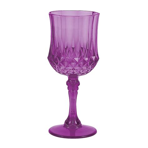 Plastic Purple Patterned Wine Glasses Party Supplies 12 Pieces