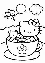 Kitty Hello Coloring Pages Print Color Sheet Kids Printable Drawing Hellokitty Friends Coloriage Easy Para Colorear Ausmalbilder Tea Dibujos Cup sketch template