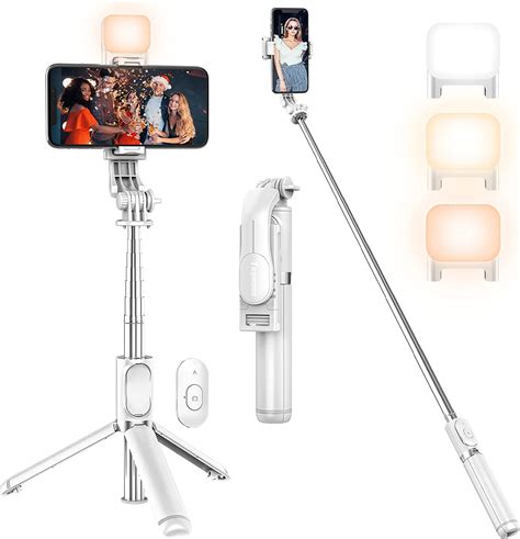 Selfie Stick With Fill Light Tupwoon Extendable [42 Inch] Selfie Stick