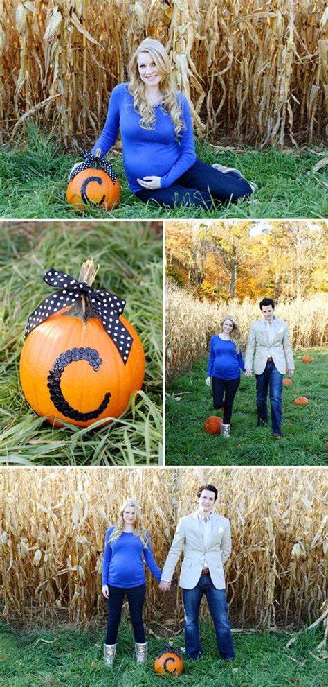 fall maternity photos cute idea with buttons on pumpkin