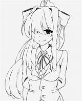 Sweetly Monika Smiling Just Comments Ddlc sketch template