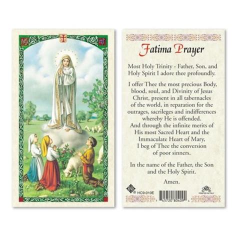 Act Of Reparation Fatima Prayer Laminated Prayer Card Discount