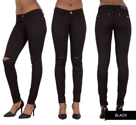 women ripped knee sexy skinny jeans womens high waisted jegging 6 8 10