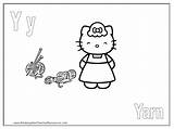 Kitty Hello Pages Coloring Yarn sketch template