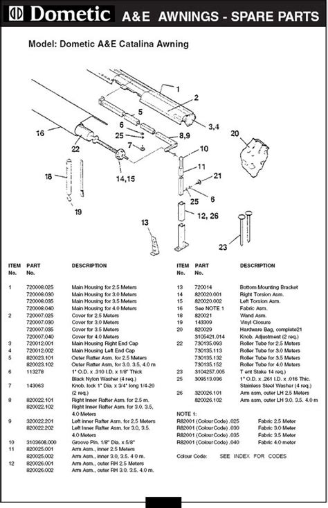 dometic  topper parts diagram