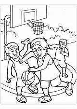 Basketball Coloring Pages Kids Playing Children Game Drawing Color Nba Printable Street Coloriage Group Luna Print sketch template