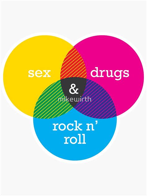 Sex Drugs And Rock N Roll Venn Diagram Sticker For Sale By