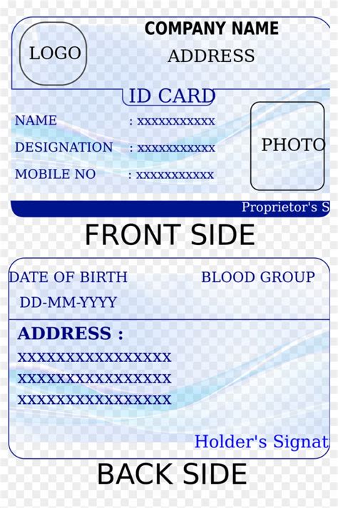 id card template identification card template printable  id