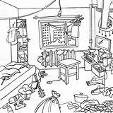 Room Clipart Messy House Drawing Clip Dirty Bed Cleaning Clutter Sketch Illustration Cliparts Kitchen Kid Man Boys Aesthetic Moms sketch template