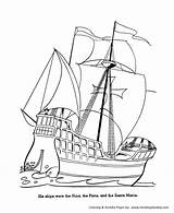 Columbus Coloring Pages Ships Pinta Nina Christopher Sheet Santa Maria Holiday Honkingdonkey sketch template