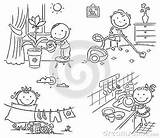 Helping Kids Their Children Cleaning Housework Parents Choose Board sketch template