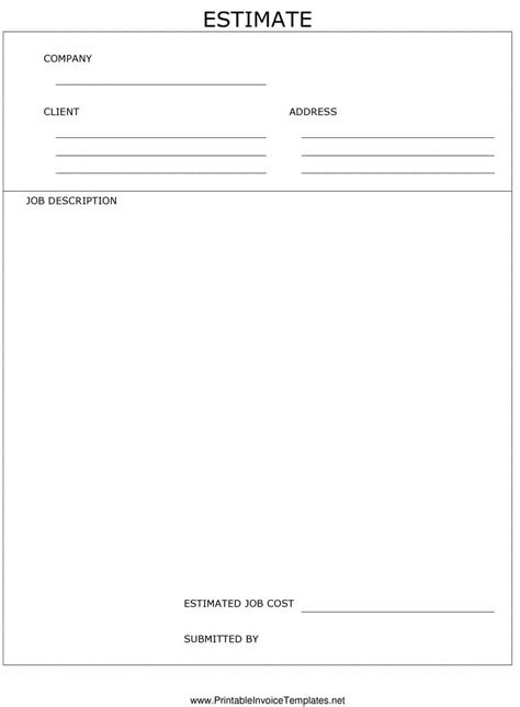 printable estimate forms template business psd excel word
