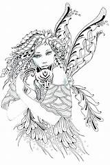 Coloring Fairy Pages Printable Adult Adults Gothic Grayscale Fairies Digital Sheets Books Intricate Fox Getdrawings Color Tangles Print Pirate Foxie sketch template