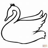 Swan Outline Coloring Printable Pages Swimming Color Swans sketch template