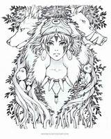 Mononoke Princess Coloring Princesse Pages Coloriage Drawing Mononoké Sketch Dessin Tattoo Miyazaki Ghibli Studio Anime Kiba Drawings Colorier Manga Des sketch template