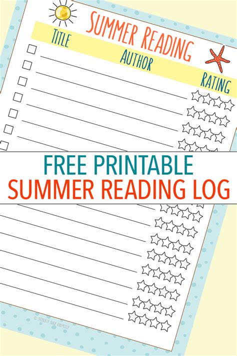 printable summer reading log  epic   fill  sunny day
