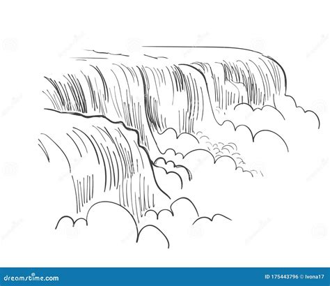 niagara falls vector sketch illustration usa nature stock illustration