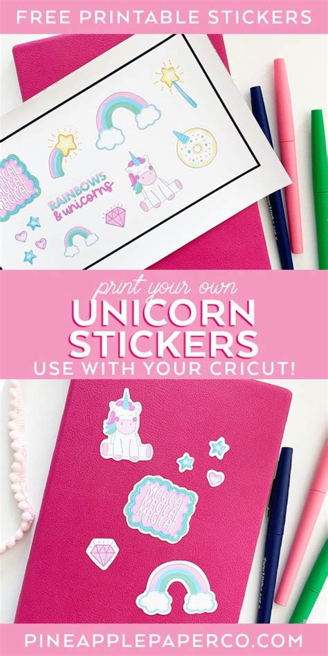 free printable unicorn stickers pineapple paper co
