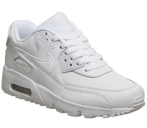 Nike Air Max 90 Trainers White Mono Leather Hers Trainers