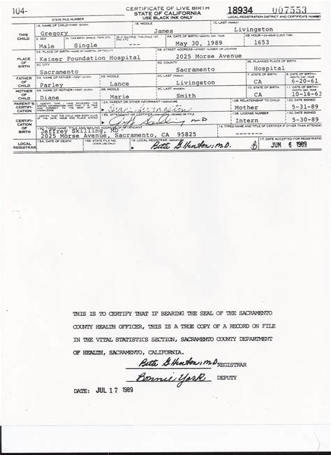 greg livingstons book  remembrance birth certificate