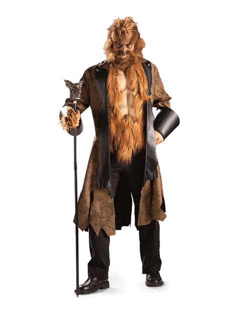 tattered faux fur werewolf costume big mad wolf outfit for men