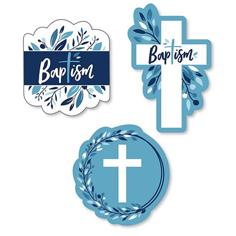 baptism blue elegant cross diy shaped boy religious party cut outs
