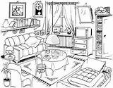 Coloring Living Pages Room Interiores Color Draw Kids Dibujo Salon Groups Woman sketch template