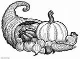 Cornucopia Thanksgiving Clipart Coloring Pages Clip Drawing Printable Harvest Empty Pumpkin Small Sketch Thankful Kids Pencil Suddenly Fall Centerpiece Cliparts sketch template