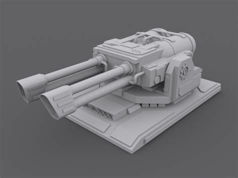 3d model turret vr ar low poly fbx