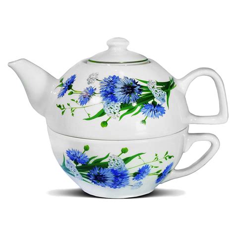 tea set   cornflowers  piece porcelain tea   set porcelain  fl oz teapot