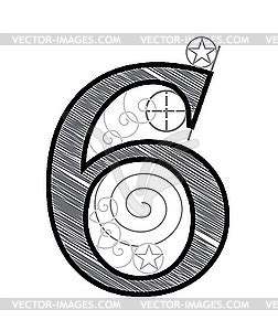decorative drawing number  vector image
