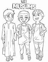 Family Cartoon Muslim Coloring Pages Kids Children Islam Muslims Islamic Template Four Activity Ak0 Cache Book Merchants Arab Books Friends sketch template