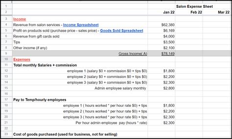 salon expenses spreadsheet  customizable template yottled