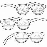Coloring Vector Tropical Reflected Glasses sketch template