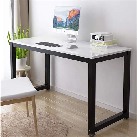 buy simple design rectangular computer table home office desk easy assembly  leg white black