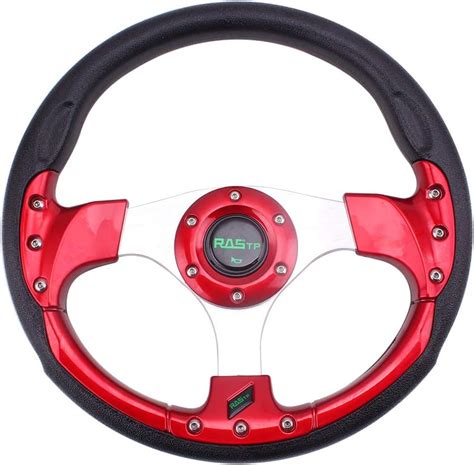 rastp universal racing steering wheel mm  bolts grip vinyl leather aluminum