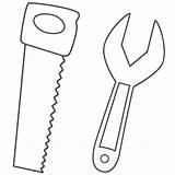 Gereedschap Werkzeug Zaag Sleutel Activities Kleurplaten Wrench Steeksleutel Fathers Hamer Screwdriver sketch template