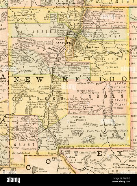 Mapa Antiguo Original De Nuevo México Desde 1884 Libros De Geografía