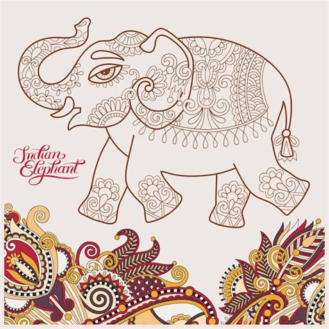 premium vector original stylized ethnic indian elephant pattern drawing