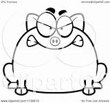 Chubby Pig Mad Clipart Cartoon Outlined Coloring Vector Thoman Cory Royalty sketch template