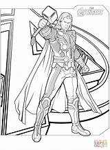 Coloring Thor Pages Avengers Superhero sketch template