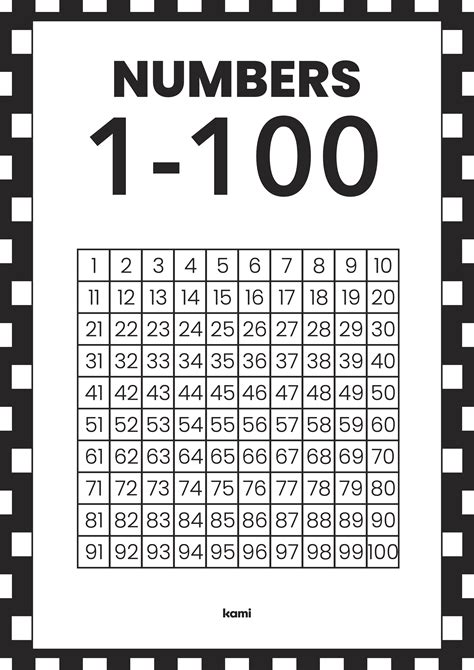 printable number chart   number chart printable