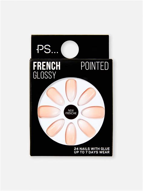 ps pointed french glossy false nails primark