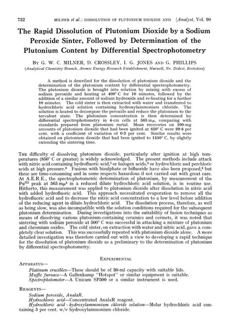 rapid dissolution  plutonium dioxide   sodium peroxide sinter