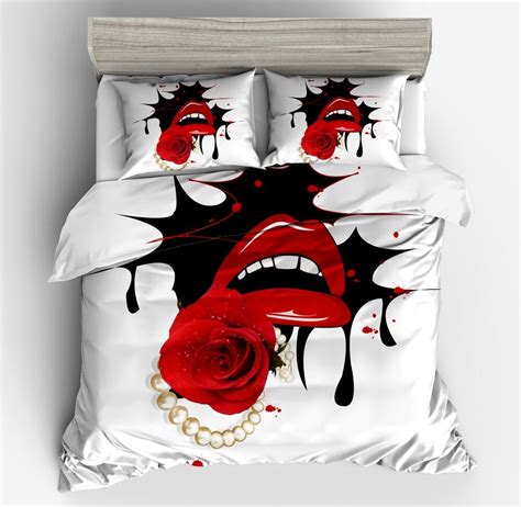 buy sexy mouths duvet cover sets vivid red white black