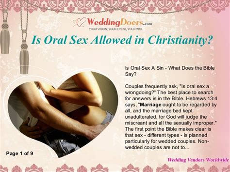 is oral sex allowed in christianity