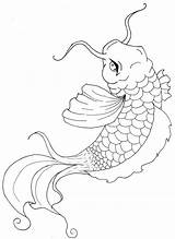 Koi Fish Coloring Pages Japanese Carp Drawing Tattoo Printable Template Kids Colouring Outline Stencils Stencil Coy Sheets Adult Drawings Tattoos sketch template