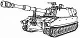 M109 Howitzer 155mm Propelled Self Medium sketch template
